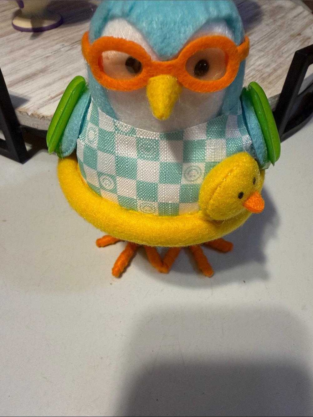 Target Plush Aqua Checkered Bird with Yellow Duck Float and Orange Glasses